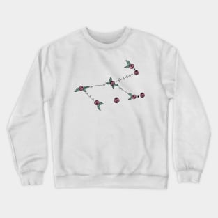 Monoceros (Unicorn) Constellation Roses and Hearts Doodle Crewneck Sweatshirt